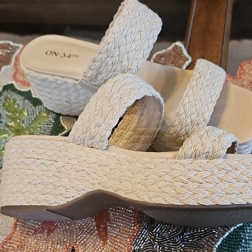 ON Women's Braided Espadrille Wedge Sandals in Cream